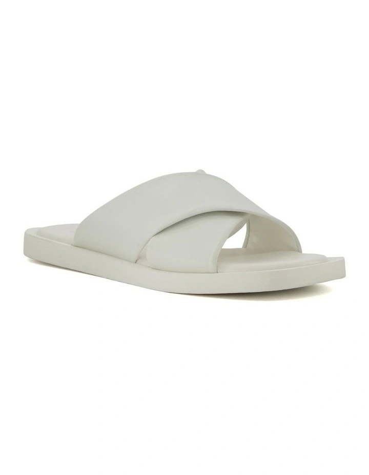 Licorice Flat Sandal in White