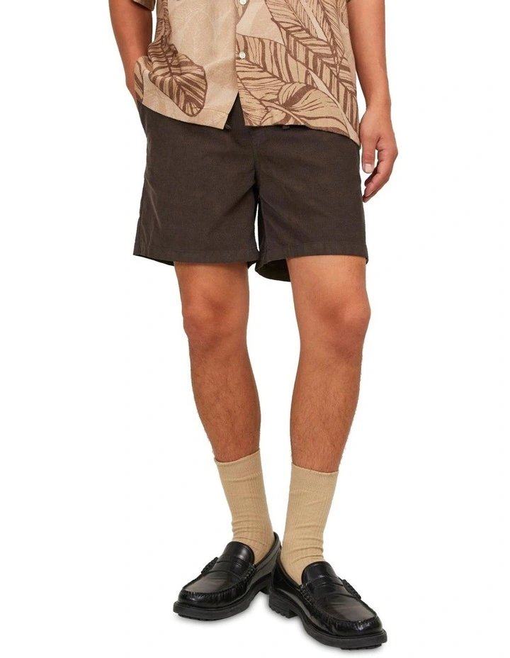 Jeff Shane Cord Jogger Shorts in Brown