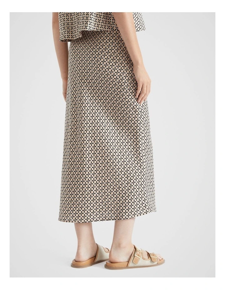 Linen Skirt in Champagne Geo