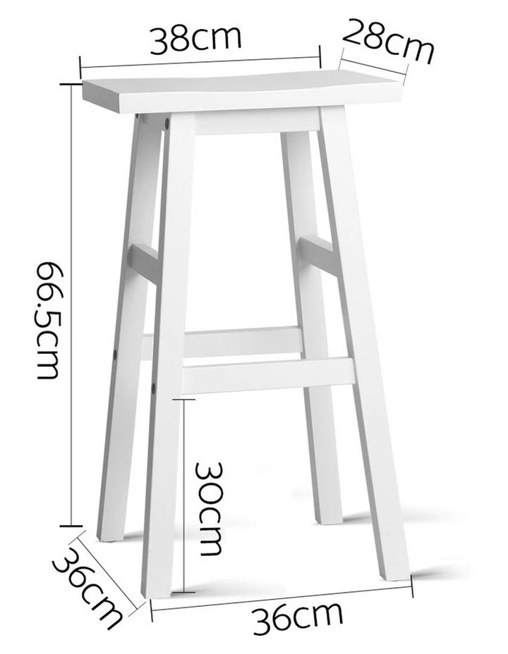Set Of 2 Wooden Backless Bar Stools