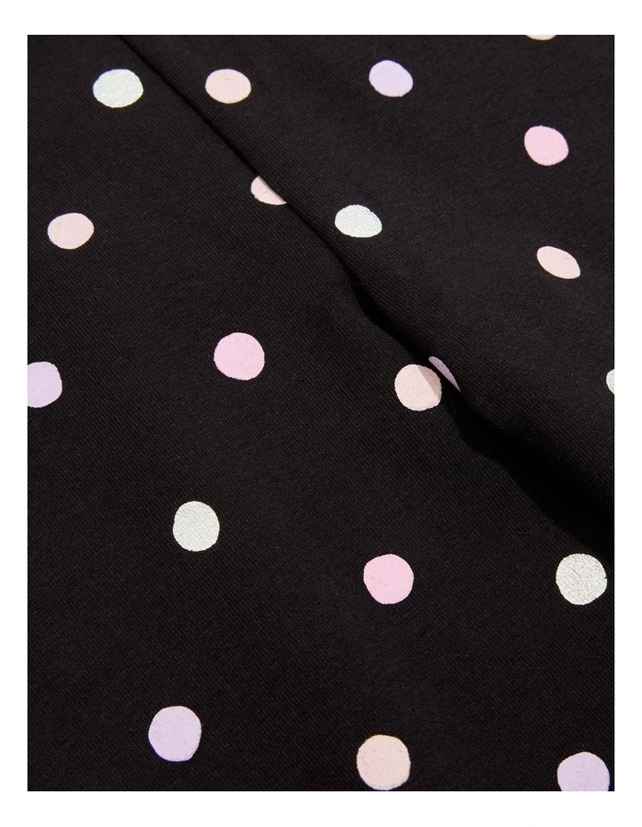 Organically Grown Cotton Blend Spot Legging in Multi Spot Black