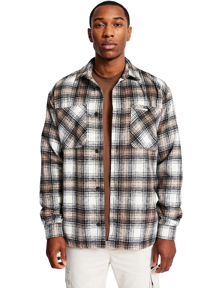 Wall Flannel Shirt in Brown/White