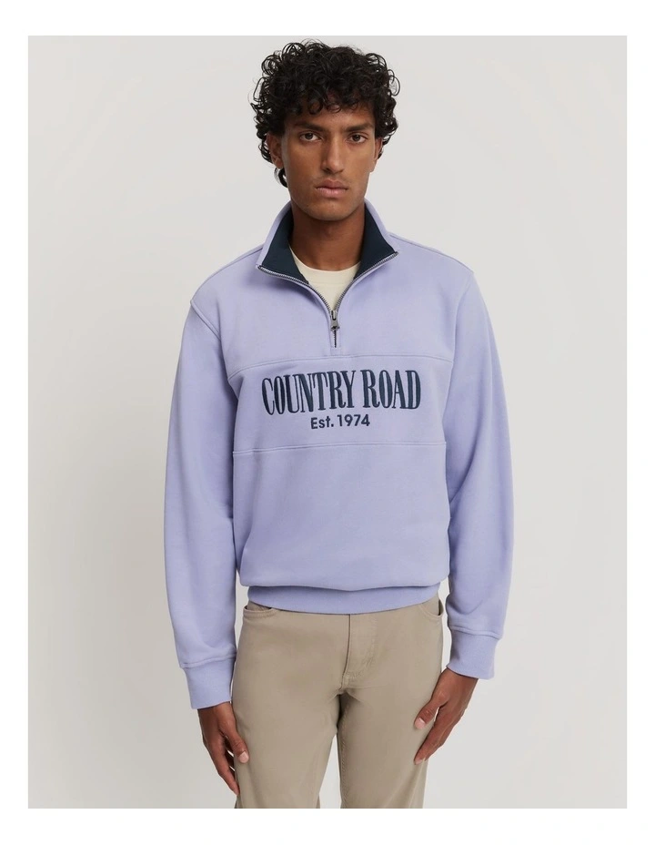 Half Zip Heritage Sweat in Lavender