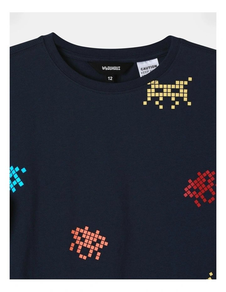 Essential Space Invader Pyjama Set in Navy