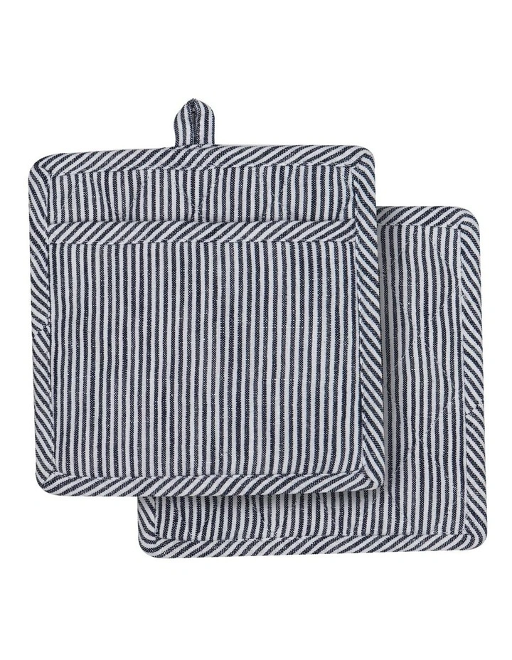 Lina Stripe Pot Holder 2 Pack in Navy