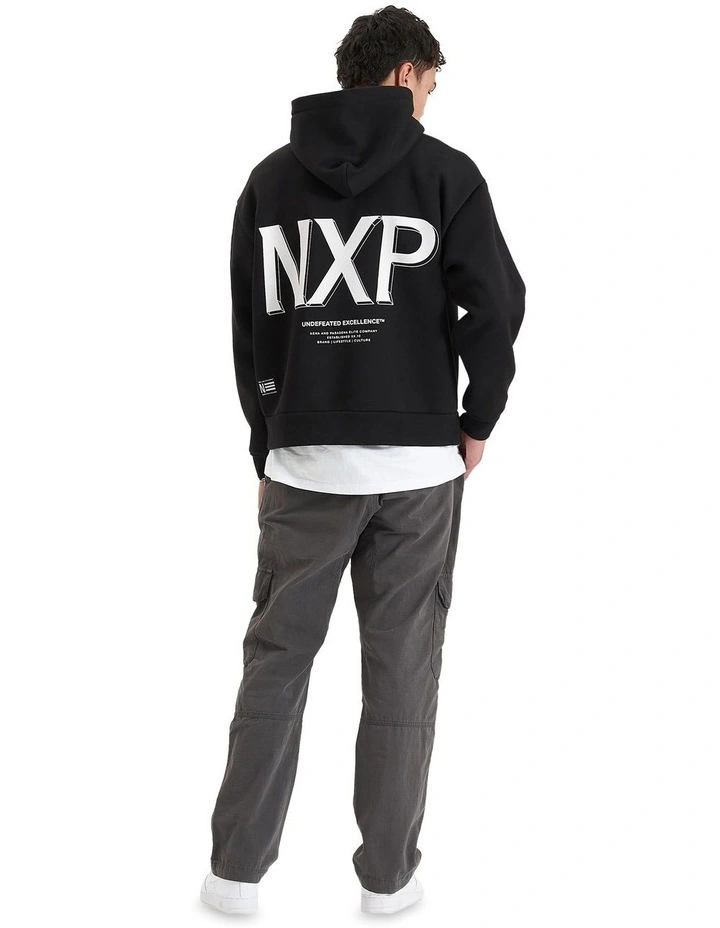 Diagram Heavy Box Fit Hooded Sweater in Black