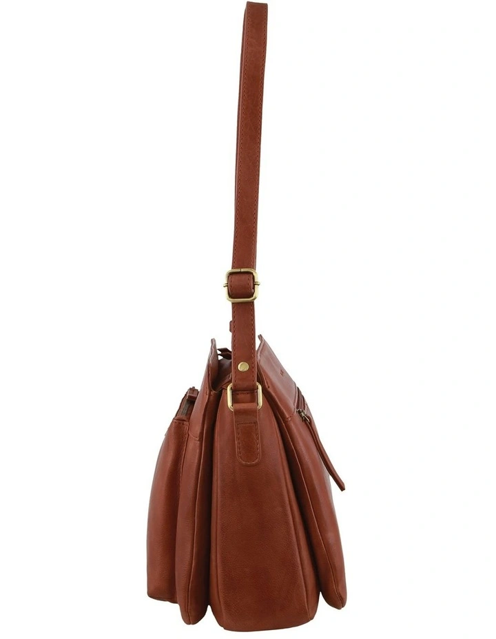 Leather Cross-Body Bag in Tan