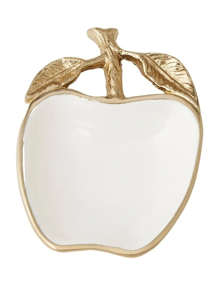 Apple Trinket Bowl 13cm in White/Gold