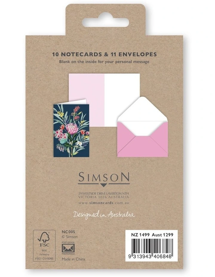 Note Cards Box of 10 in Botanic Design