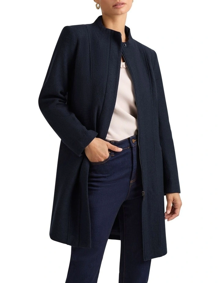 Madison Felted Wool Coat in Deep Sea