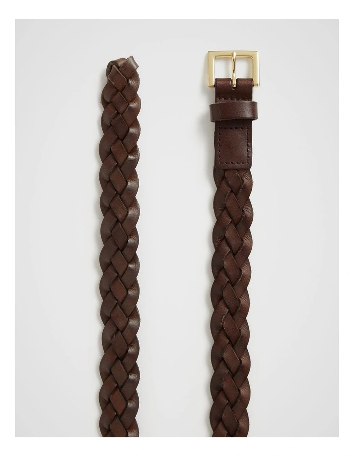 Beck Narrow Woven Belt in Dark Espresso