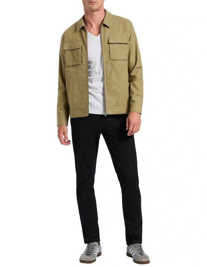 Liam Linen Jacket in Army