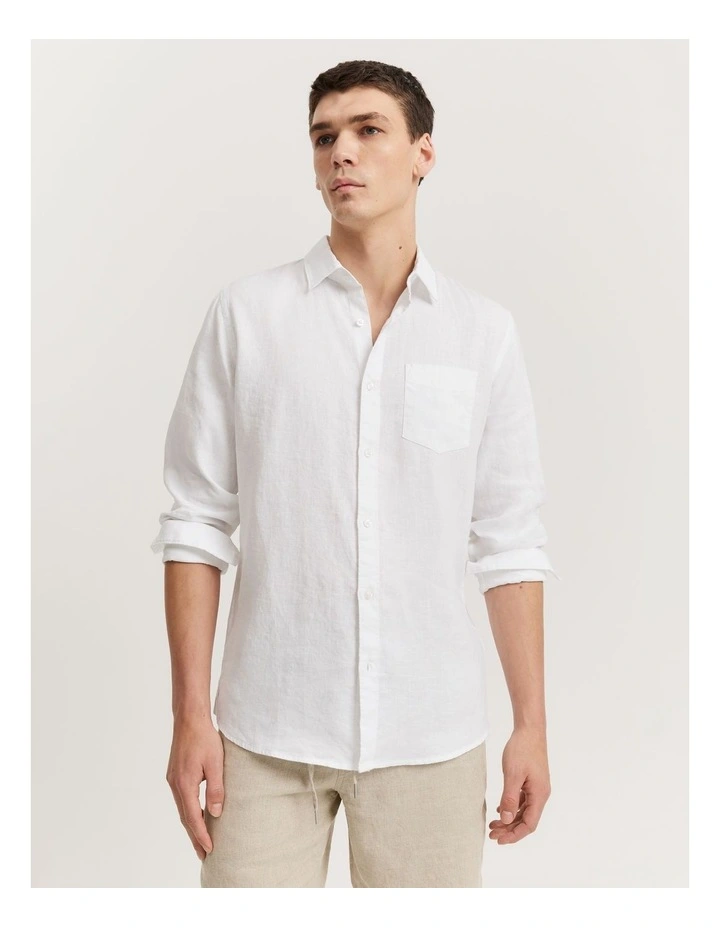 Regular Fit Organically Grown Linen Shirt in White