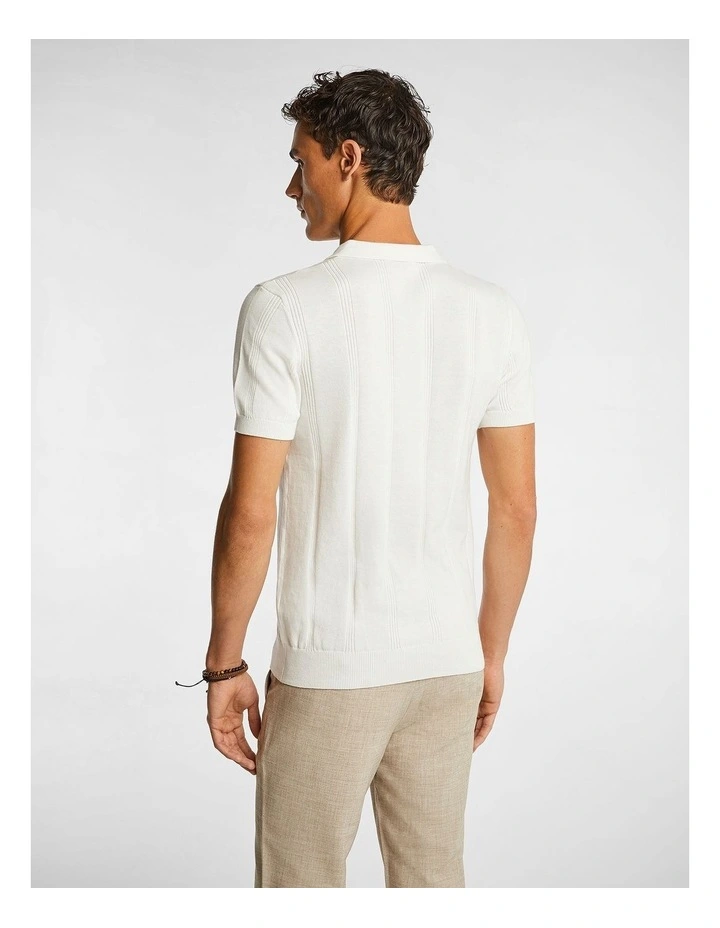 Tony Knitted Polo Shirt in White
