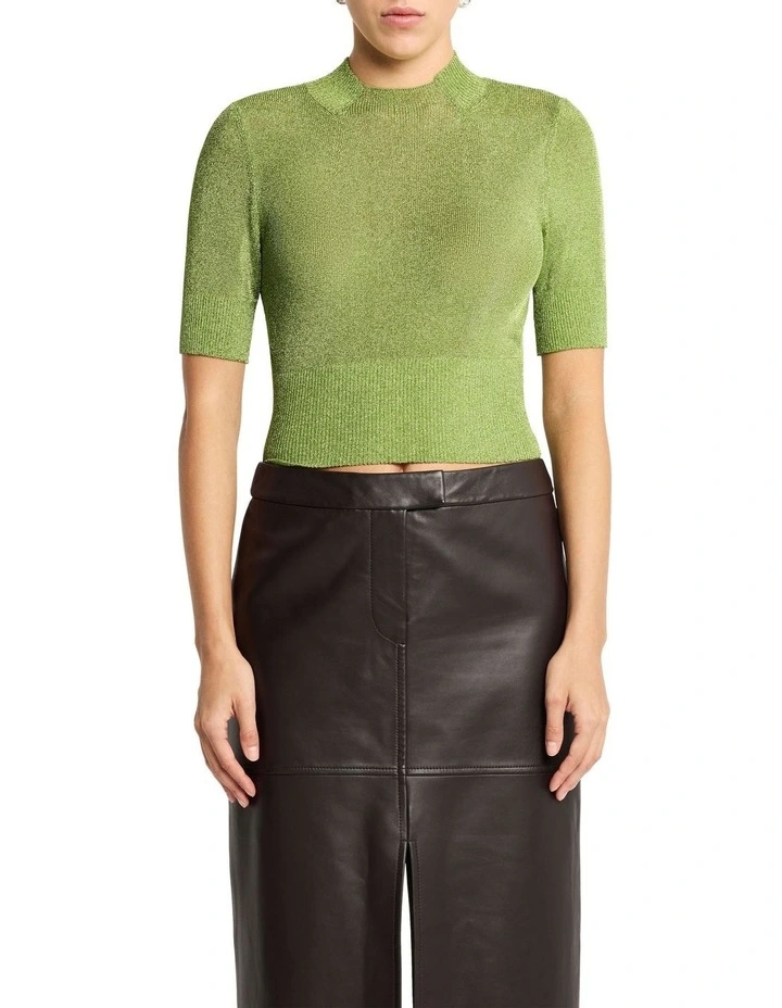 Knit Top in Metallic Lime