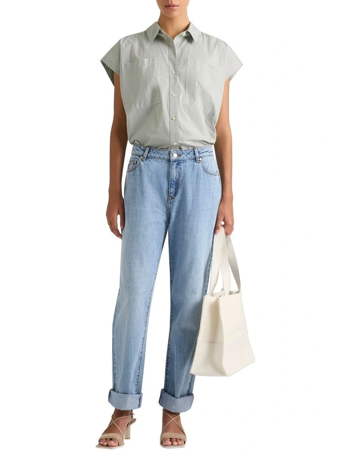 Andie Stripe Shirt in Mytrle Stripe
