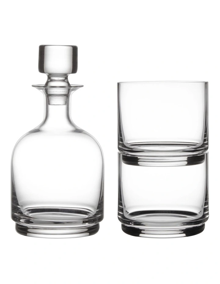 Diamante Stacked Decanter Set 3 Piece in Clear
