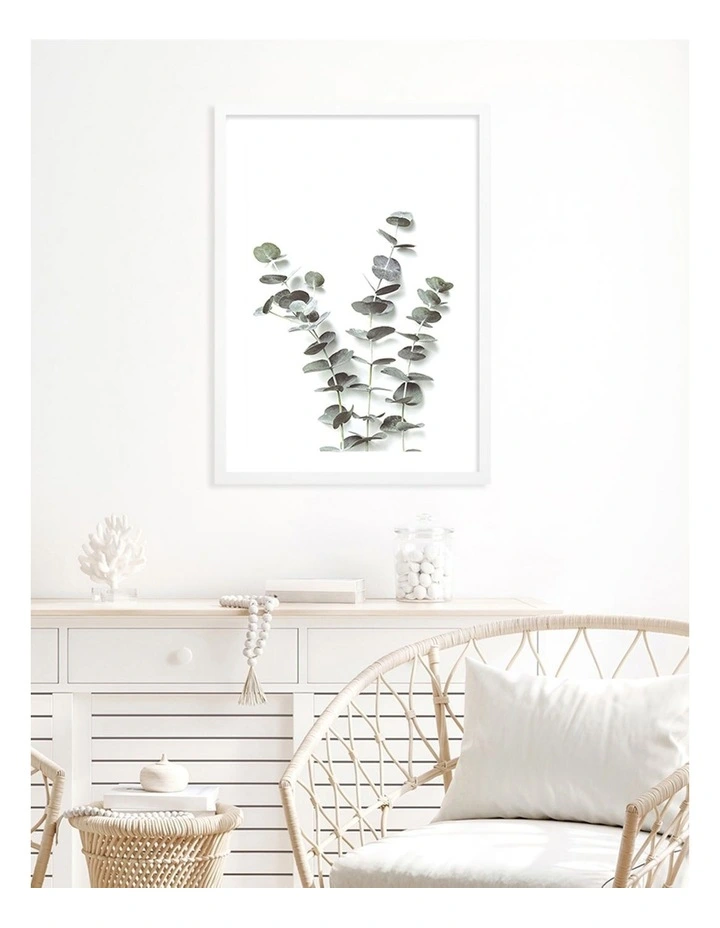 Australian Made Eucalyptus Foliage Art Print A2 in White Frame