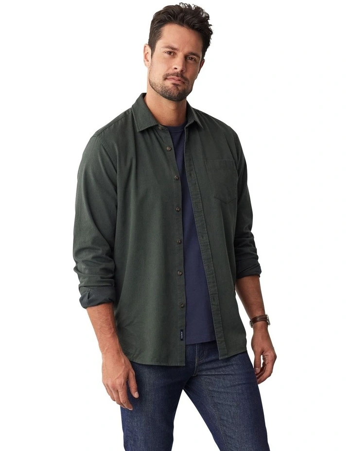 Casual Bedford Long Sleeve Shirt in Forest