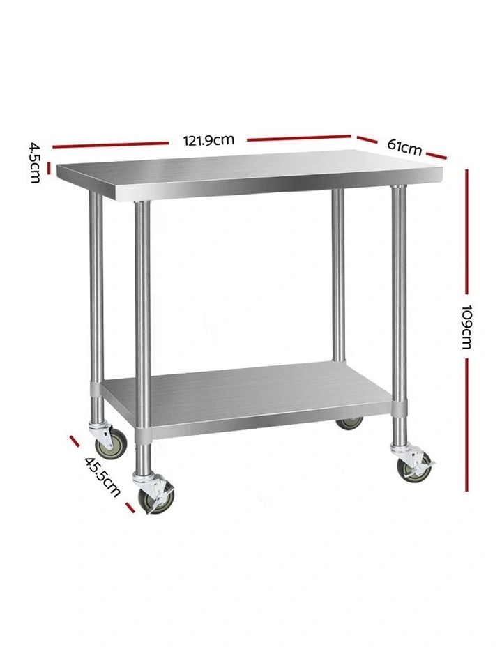 Commercial 34 Stainless Steel Bench 1219x61mm Silver