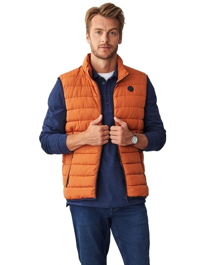 Lightweight Puffer Vest in Burnt Orange