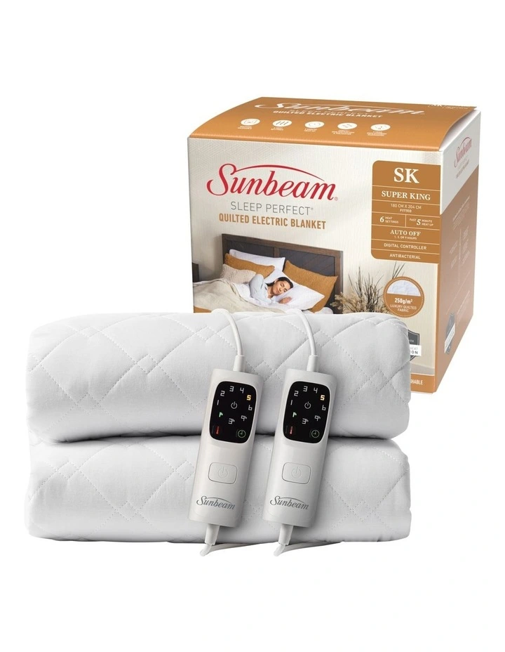 Sleep Perfect Quilted Electric Blanket in White