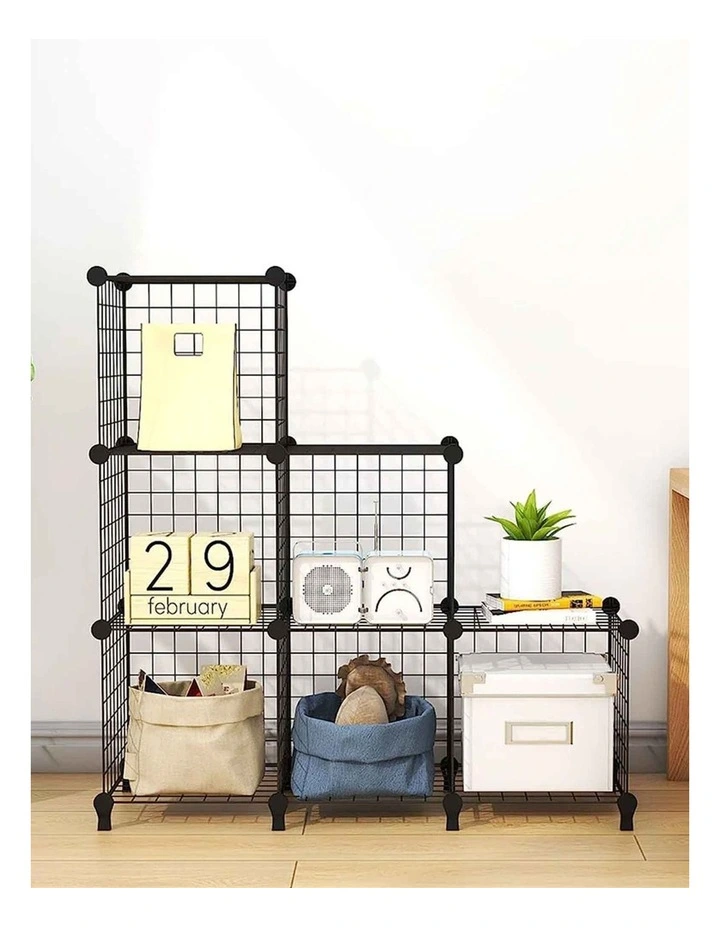 Portable 6-Cube 3-Column Storage Organiser in Black
