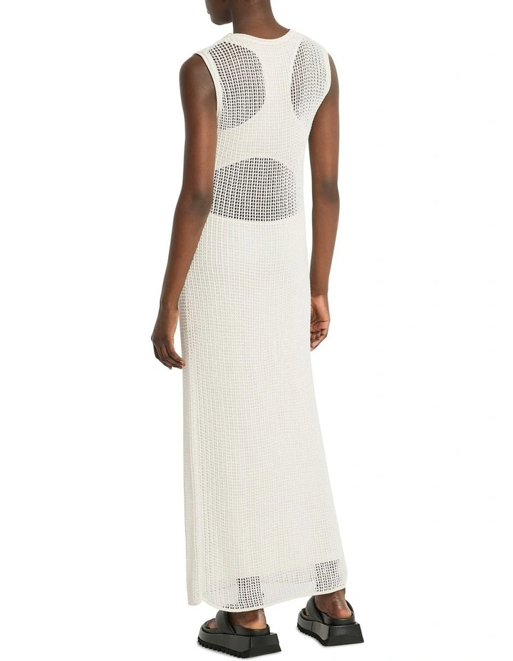 Gridwork Knit Maxi Dress in Ivory