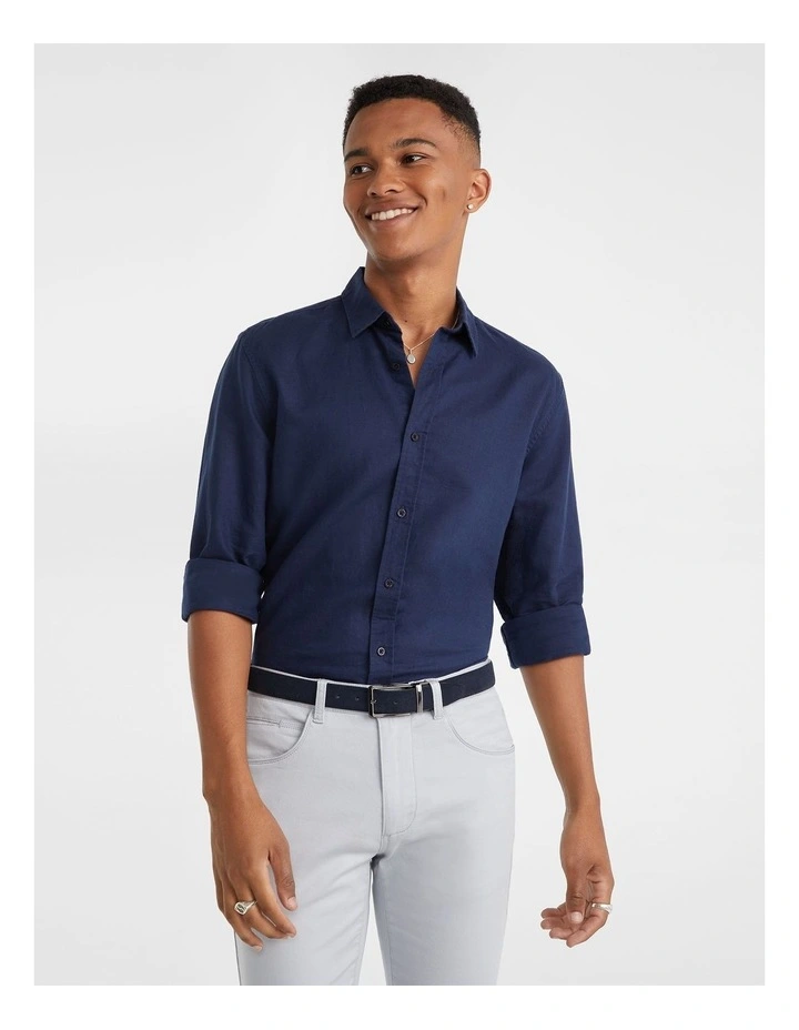 West Hampton Pure Linen Shirt Navy