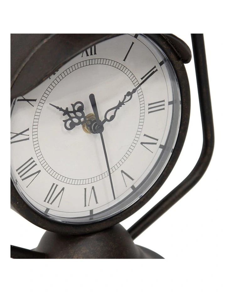 Antique Lantern Table Clock in Antique Dark Copper