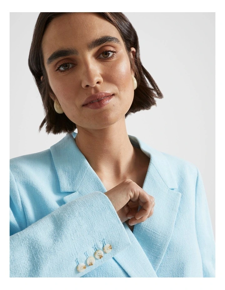 Cropped Blazer in Shimmer Blue
