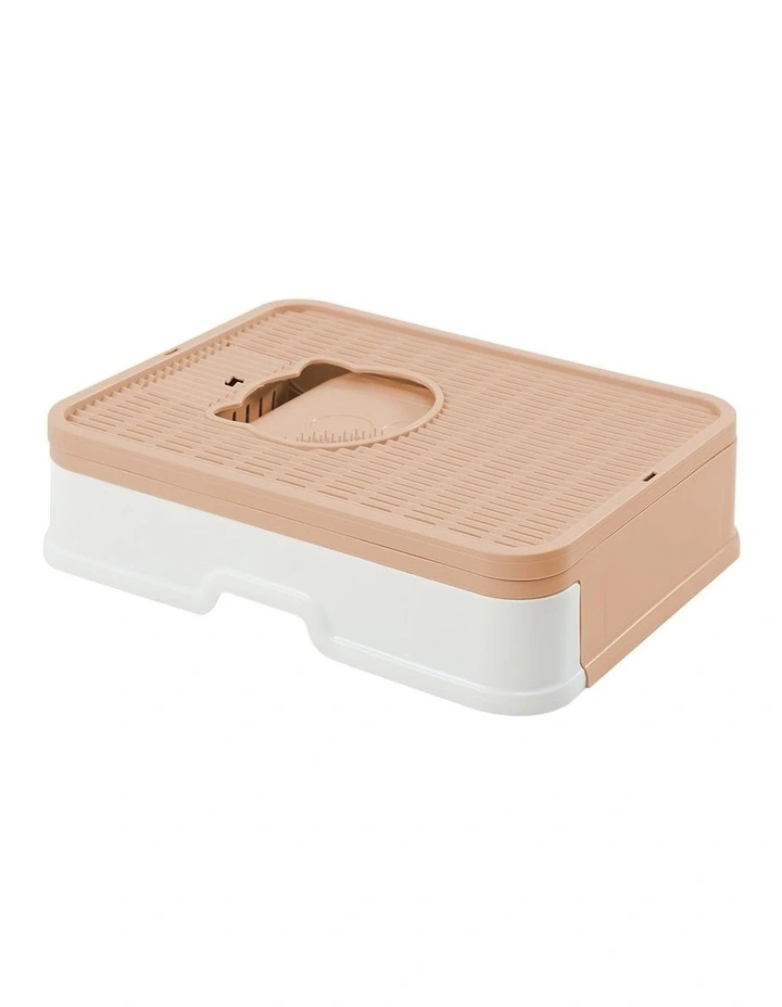 Foldable Cat Kitty Litter Box With Tray in Pink