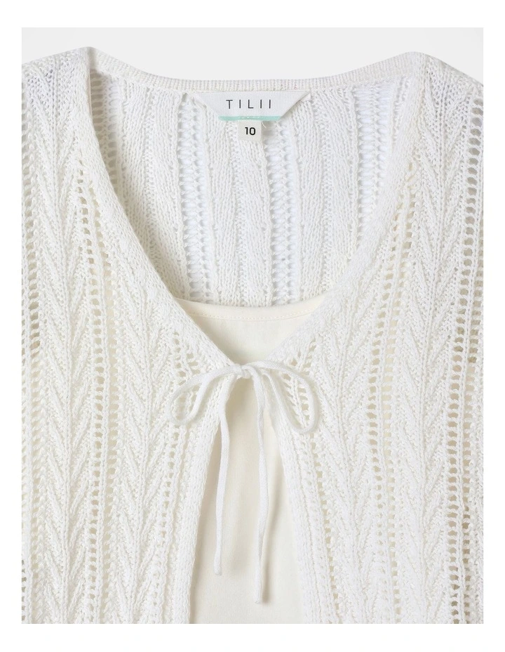 Knitted Cardigan and Singlet Set in Vanilla