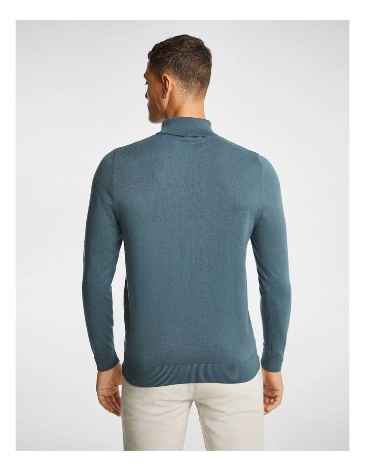 Gillespie Turtle Neck Knit Jumper in Teal