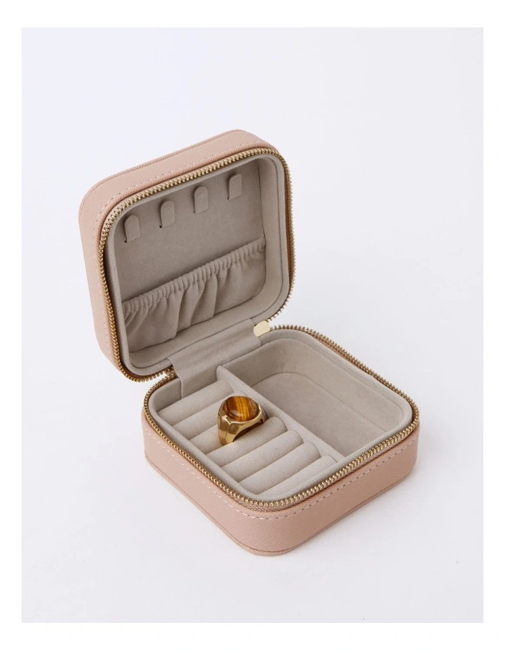 Square Zip Around Jewellery Box in Rose