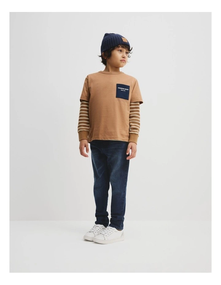 Organically Grown Cotton Pocket T-shirt in Camel