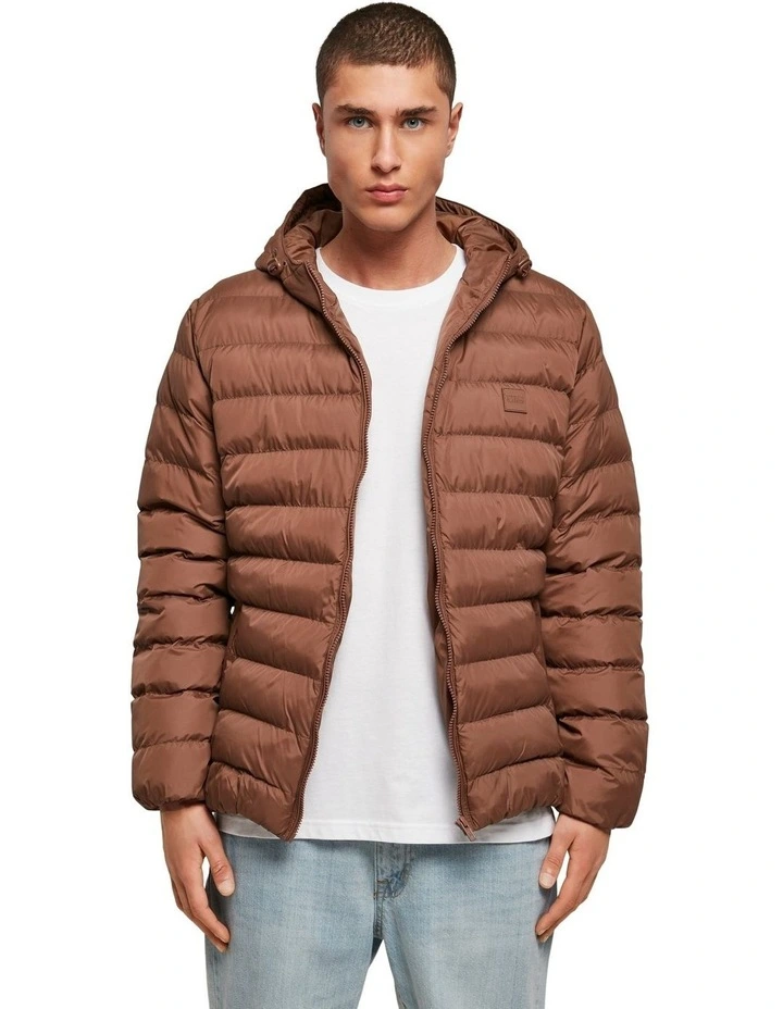 Hooded Bubble Jacket in Brown