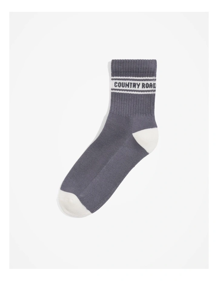 Contrast Sport Quarter Crew Sock in Mineral