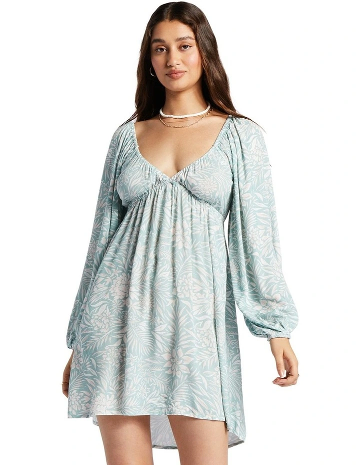 Sweetest Shores Puff Sleeve Dress in Blue