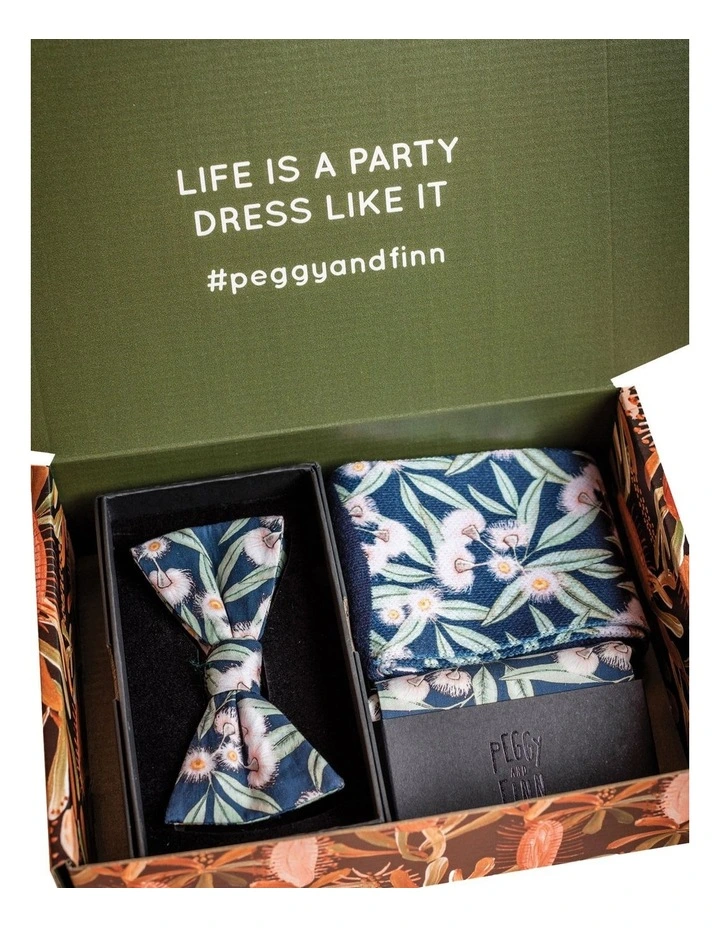 Flowering Gum Bow Tie Gift Set in Blue