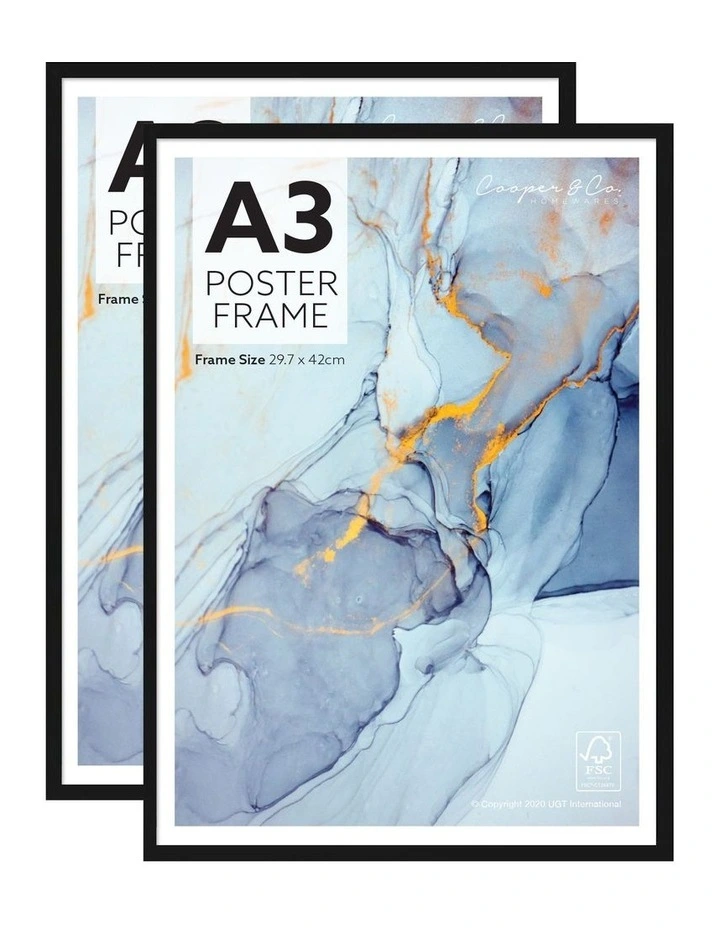 A3 Poster Photo Frames Set of 2 in Black