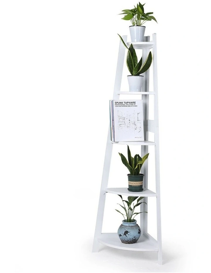 5 Tier Corner Shelf Rack in White