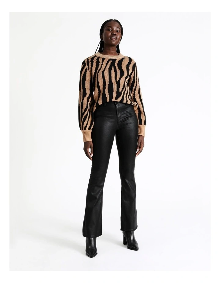 Coated Denim Bootleg Jean in Black