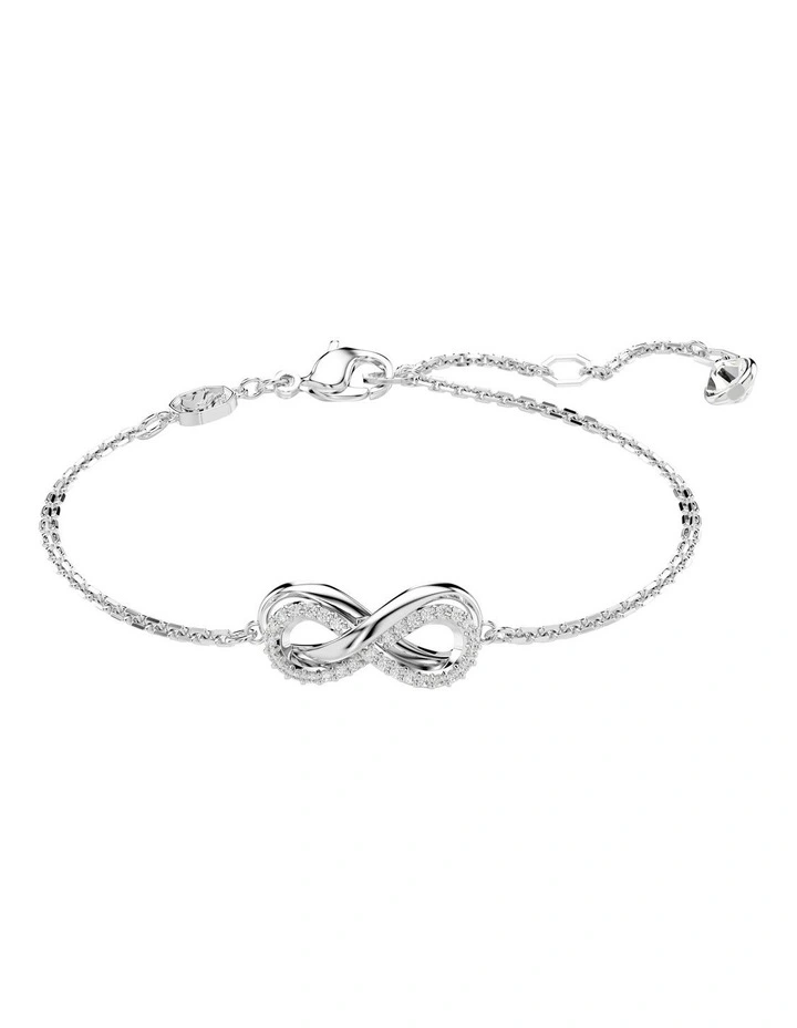 Hyperbola Infinity Rhodium Plated Bracelet in White