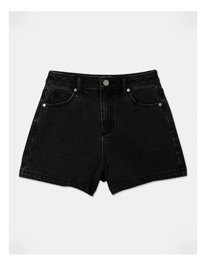 A-Line Denim Short in Black