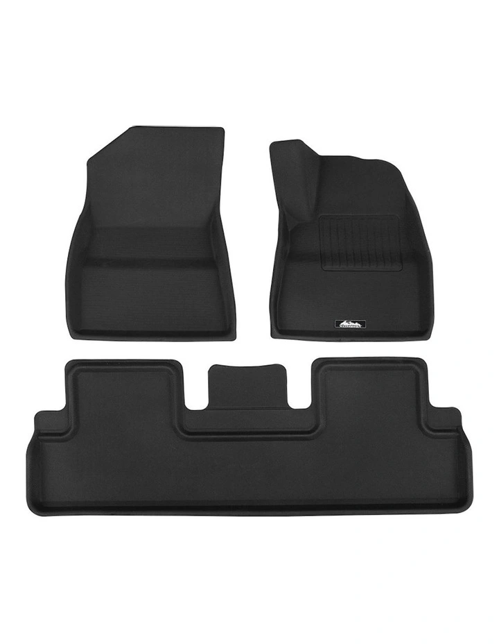 3 Front & Rear Car Rubber Floor Mats Compatible for Tesla Model