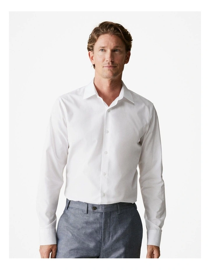 Tailored Fit Italian Cotton Poplin Shirt in White