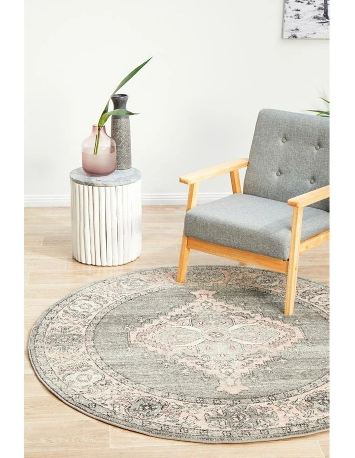 Avenue Round Rug 703 in Grey