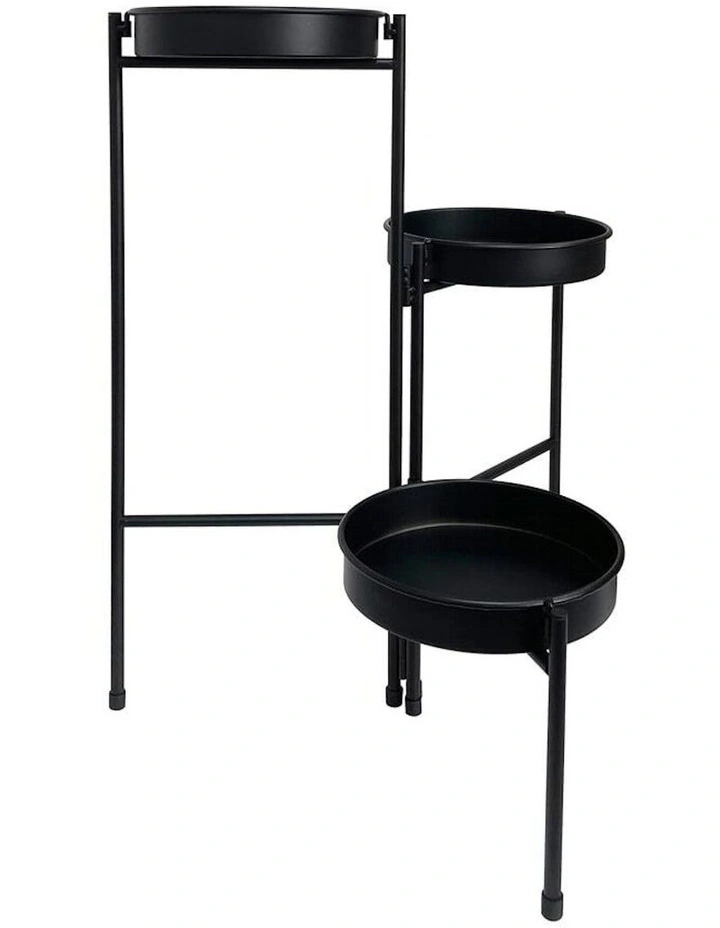 3-Tier Folding Pot Planter Display Stand in Black