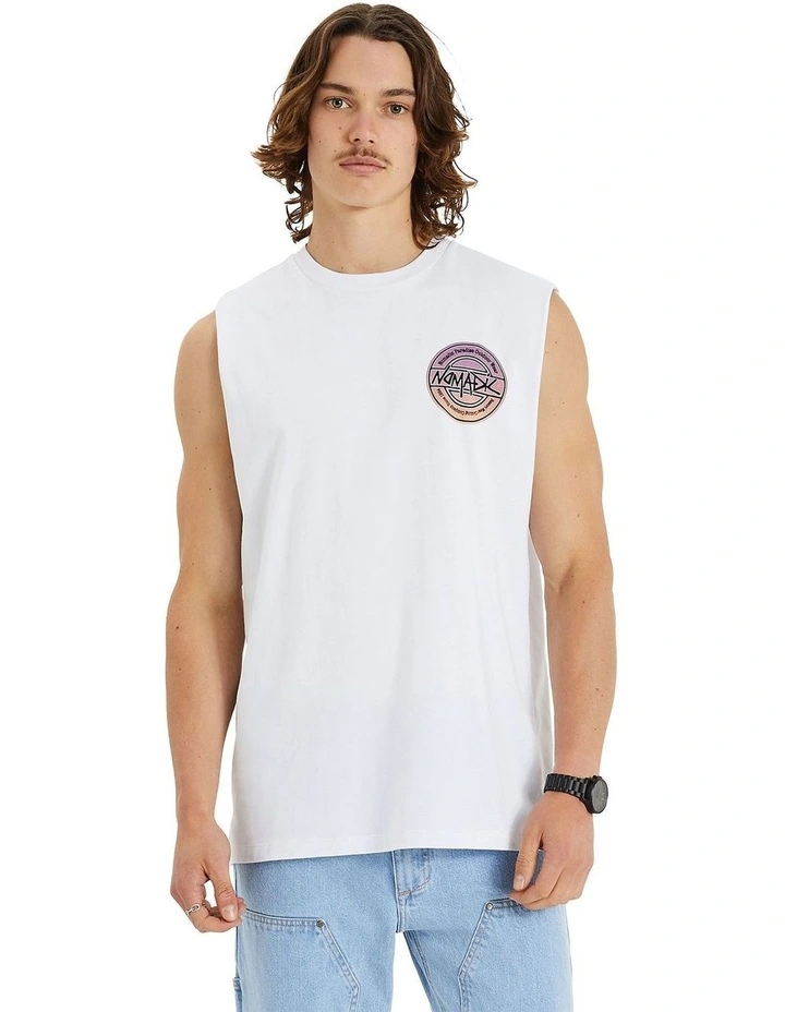 Central Relaxed Fit Muscle Shirt in Optical White